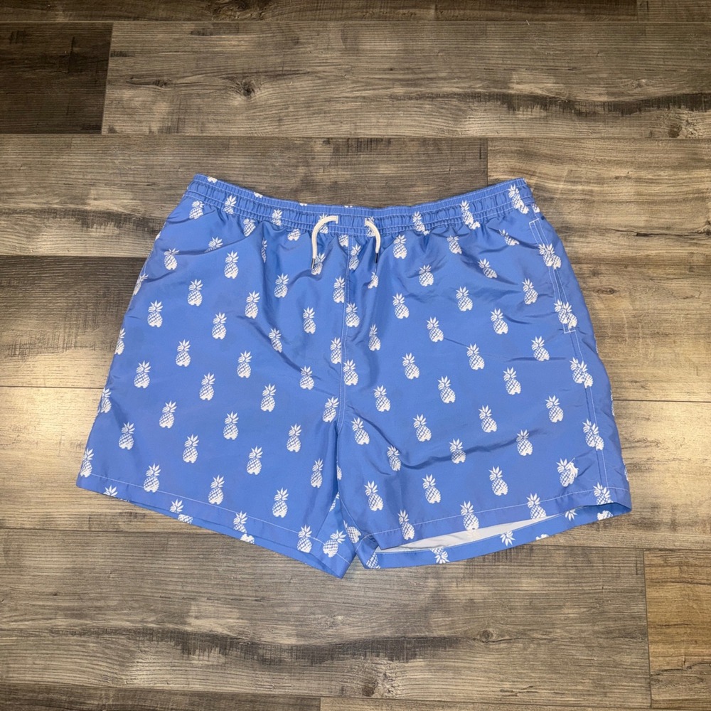 Polo Ralph Lauren Swim Trunks Blue Pineapple Print Mens 2XB Big Tall‎